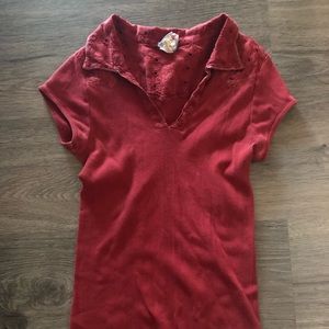 Collared red shirt
